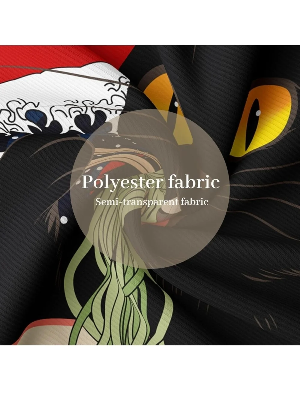 Black Cat Ramen Shower Curtain - Playful Bathroom Decor